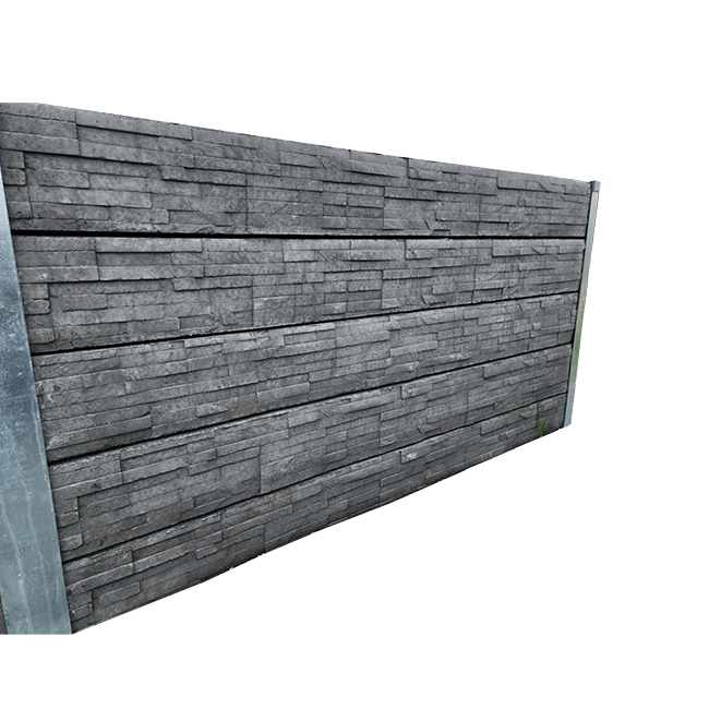 Slate stone finish concrete sleeper, standard product shown for profile reference