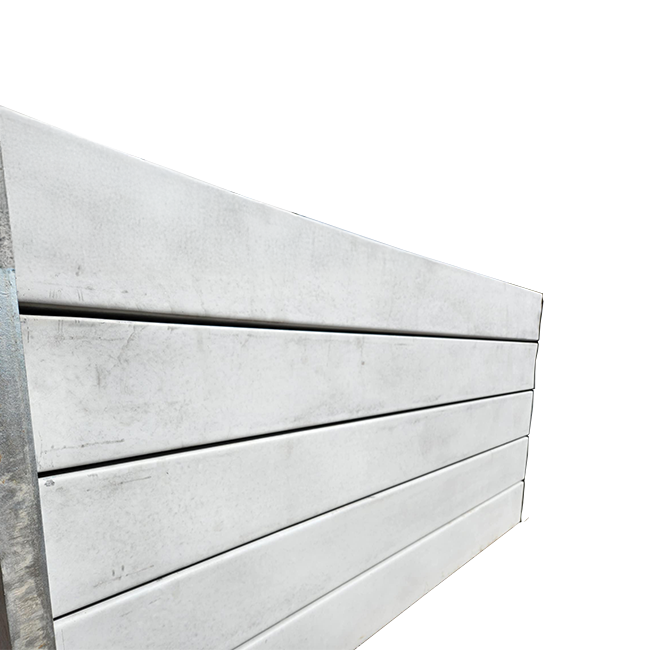 Smooth grey concrete sleeper, standard product shown for profile reference
